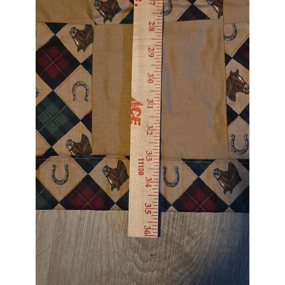 Vintage Handmade Cotton Patchwork Baby Blanket 35x35 Horse Horseshoe Cowboy West